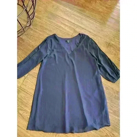 Lulu's Peek a Boo Shoulder Shift Dress Naby Blue M Womens Chiffon - Picture 1 of 6